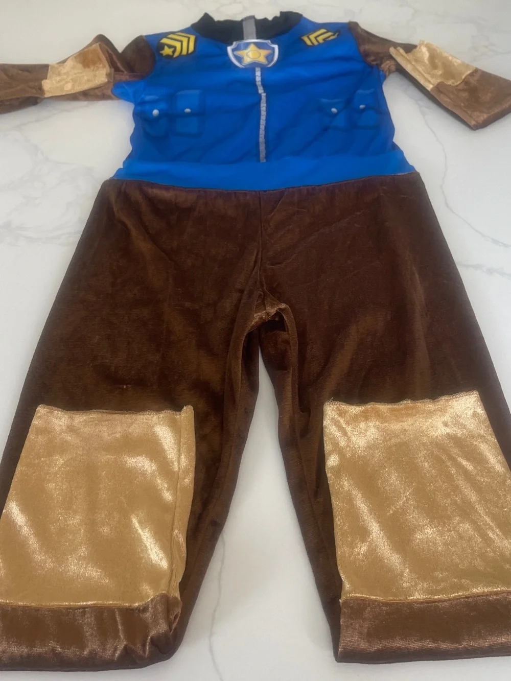 Paw Patrol Chase Police Costume in Blue and Brown with Yellow Accents